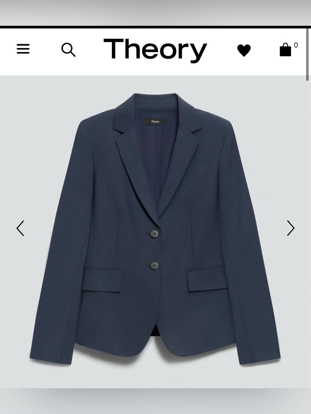 Theory Women's Dark Navy Fitted Blazer 0